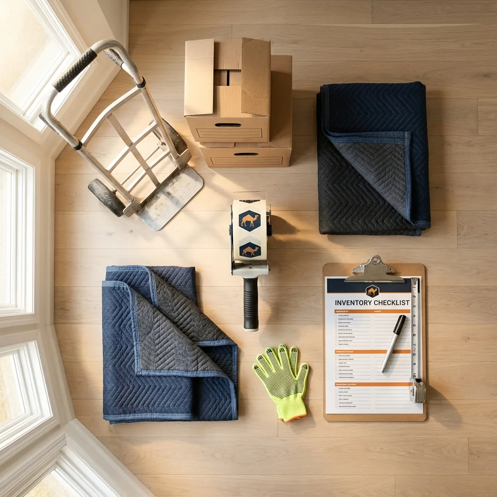 Professional moving supplies and packing materials layout for Lake Saint Louis residential relocations
